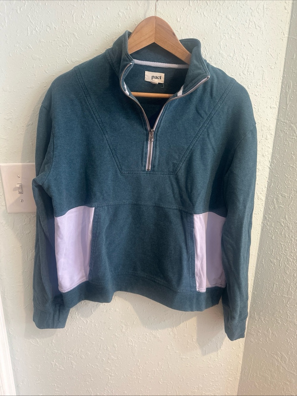 Pact Deep Teal Pullover with White Trim